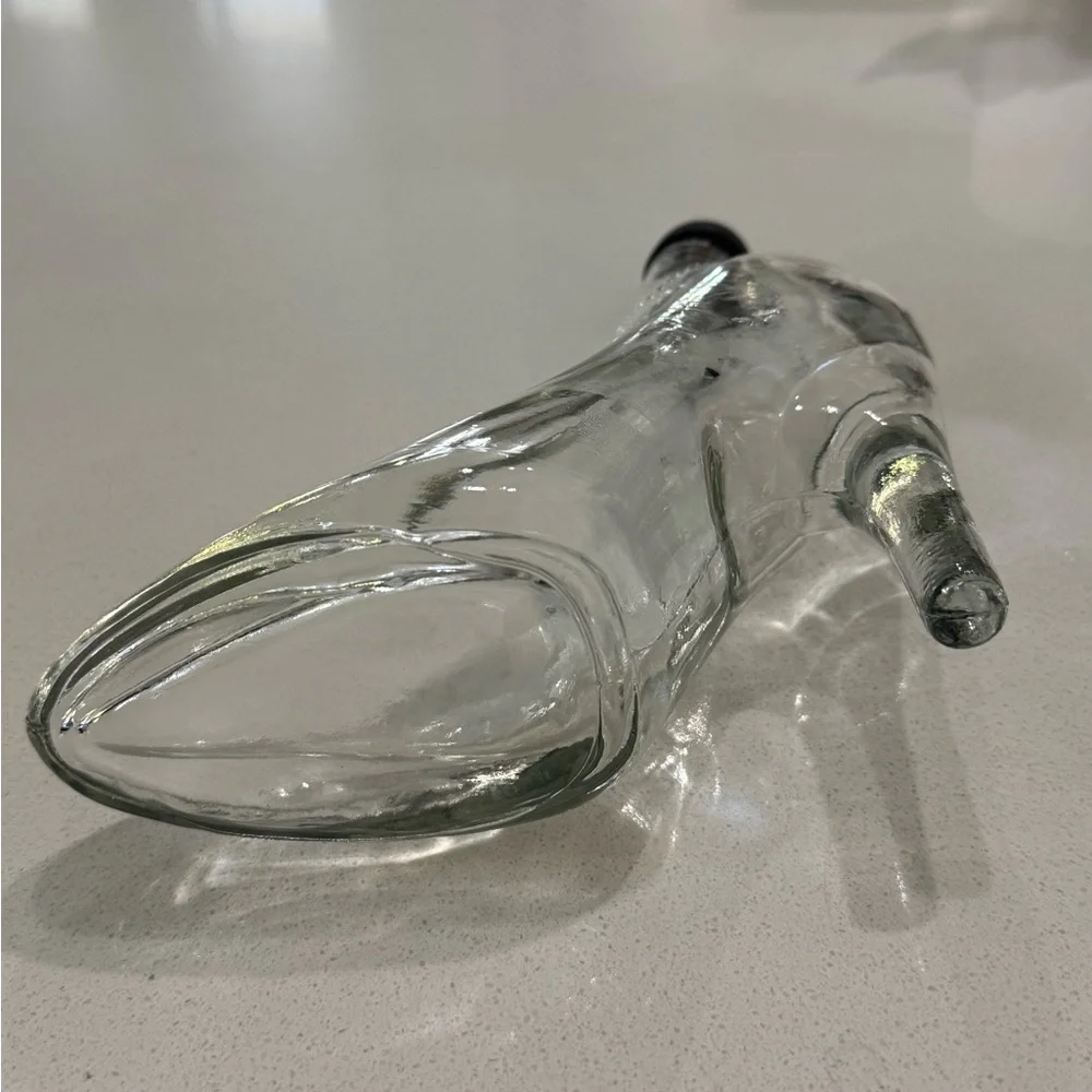 Vintage Clear‎ Glass High Heel Stiletto Bottle Decanter with top 8.75”